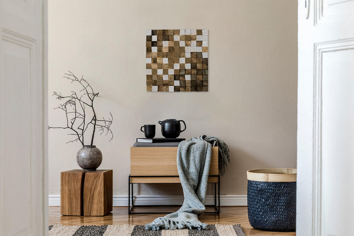 HOLZBILD Grau 75/75 cm - Braun/Grau, Holz (7/75cm) - KUNSTLOFT