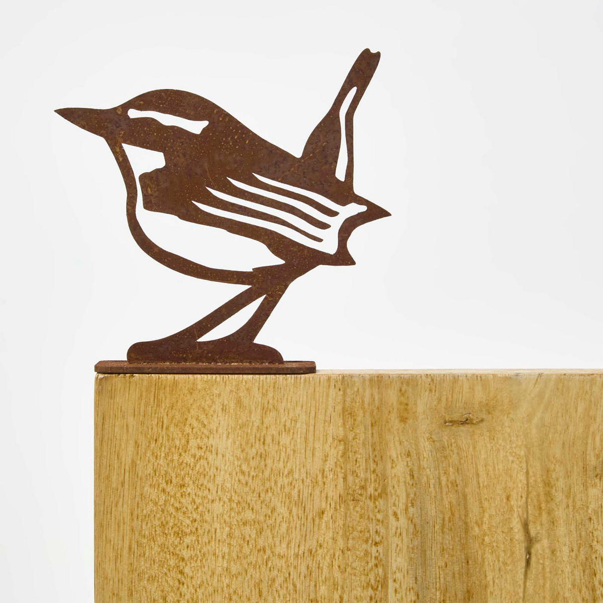 GARTENDEKO aus Rost – Vogelfigur Zaunkönig für Mauern & Zäune - Rostfarben, Metall (10/10.7/3.4cm) - Homescapes