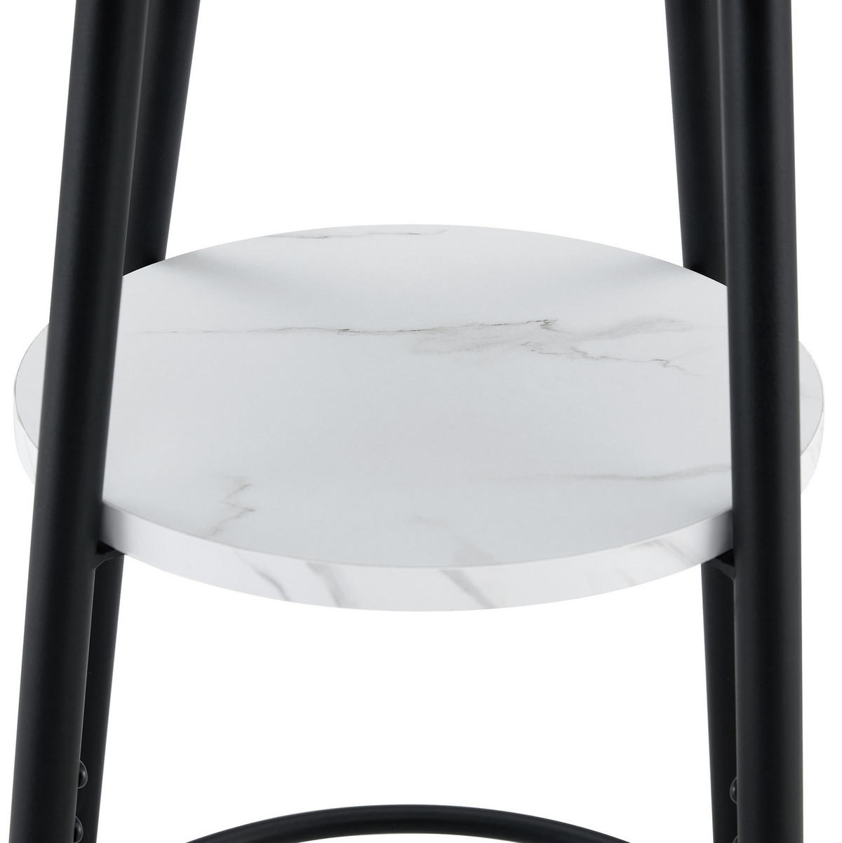 BAROVÝ stůl 60/60/89 cm s odkládací policí a deskou v mramorovém dekoru, Bílá - bílá, kompozitní dřevo (60/60/89cm) - Redom