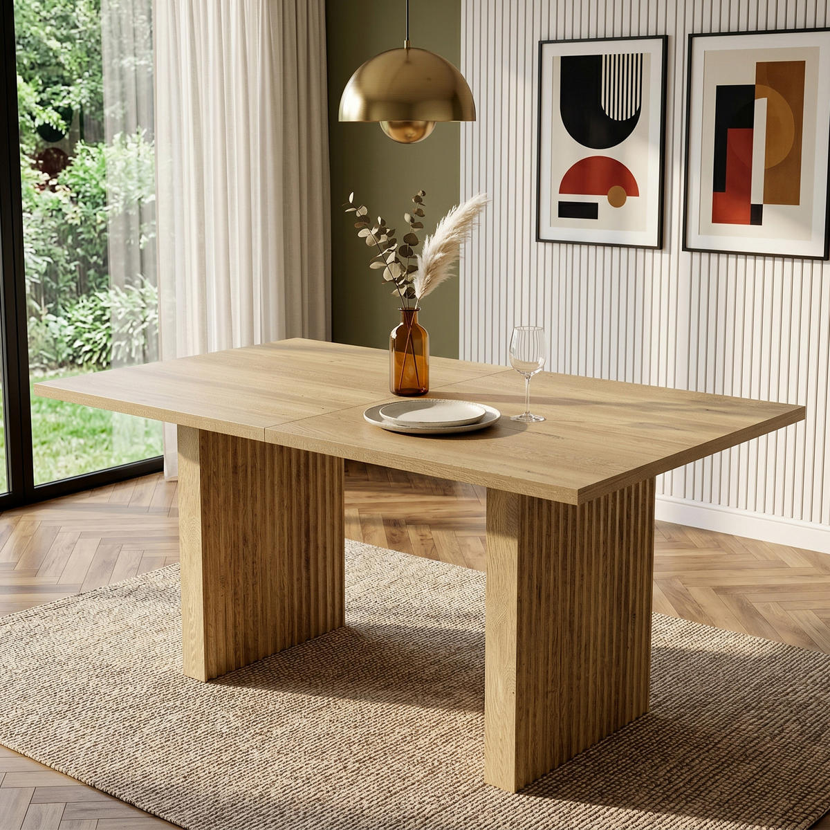 ESSTISCH in Naturfarben Ausziehbarer Küchentisch mit Stauraum für 6–8 Personen, L140(200)/H90 cm - Naturfarben, Holzwerkstoff (200/90/75cm) - STILVORA