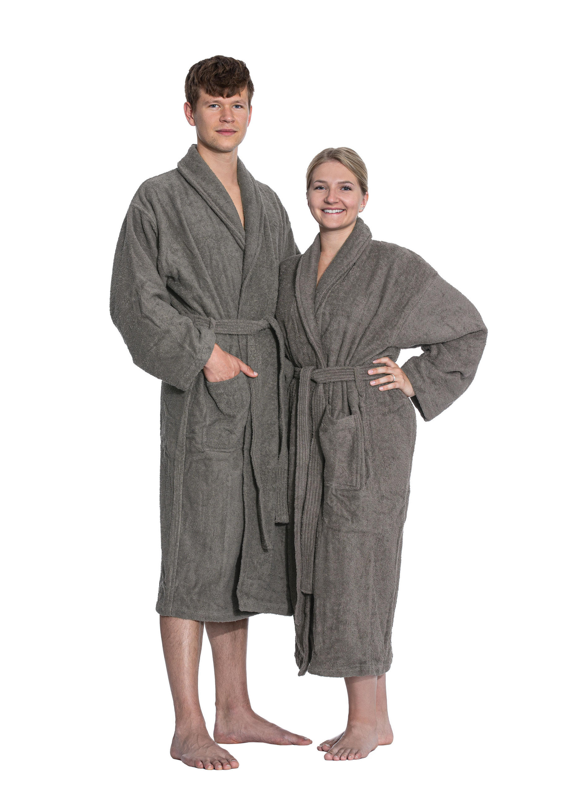 BADEMANTEL, XXXL, 100% Baumwolle, Braun-Grau - Grau, Textil (XXXLcm) - Zollner