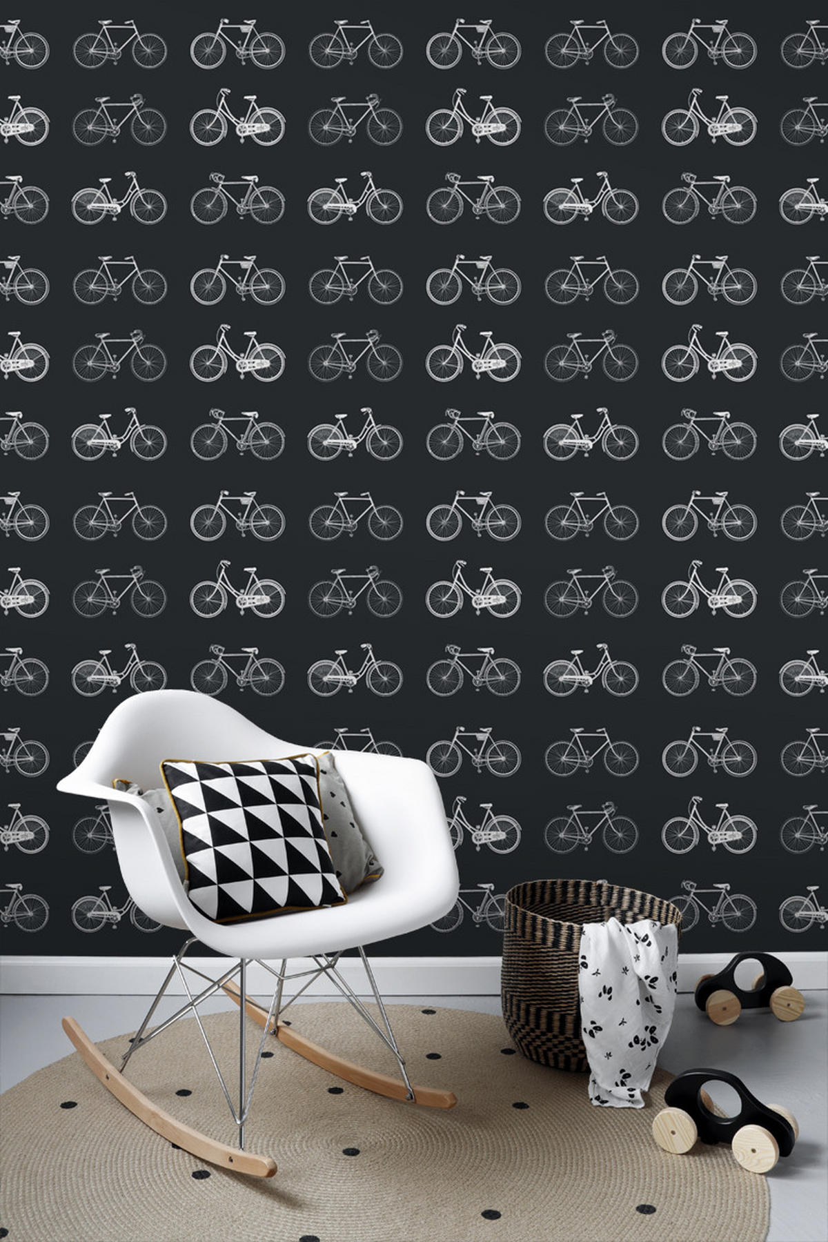 TAPETE Fahrräder 53 cm x 10.05 m - Schwarz, Papier (53/1000cm) - ESTAhome