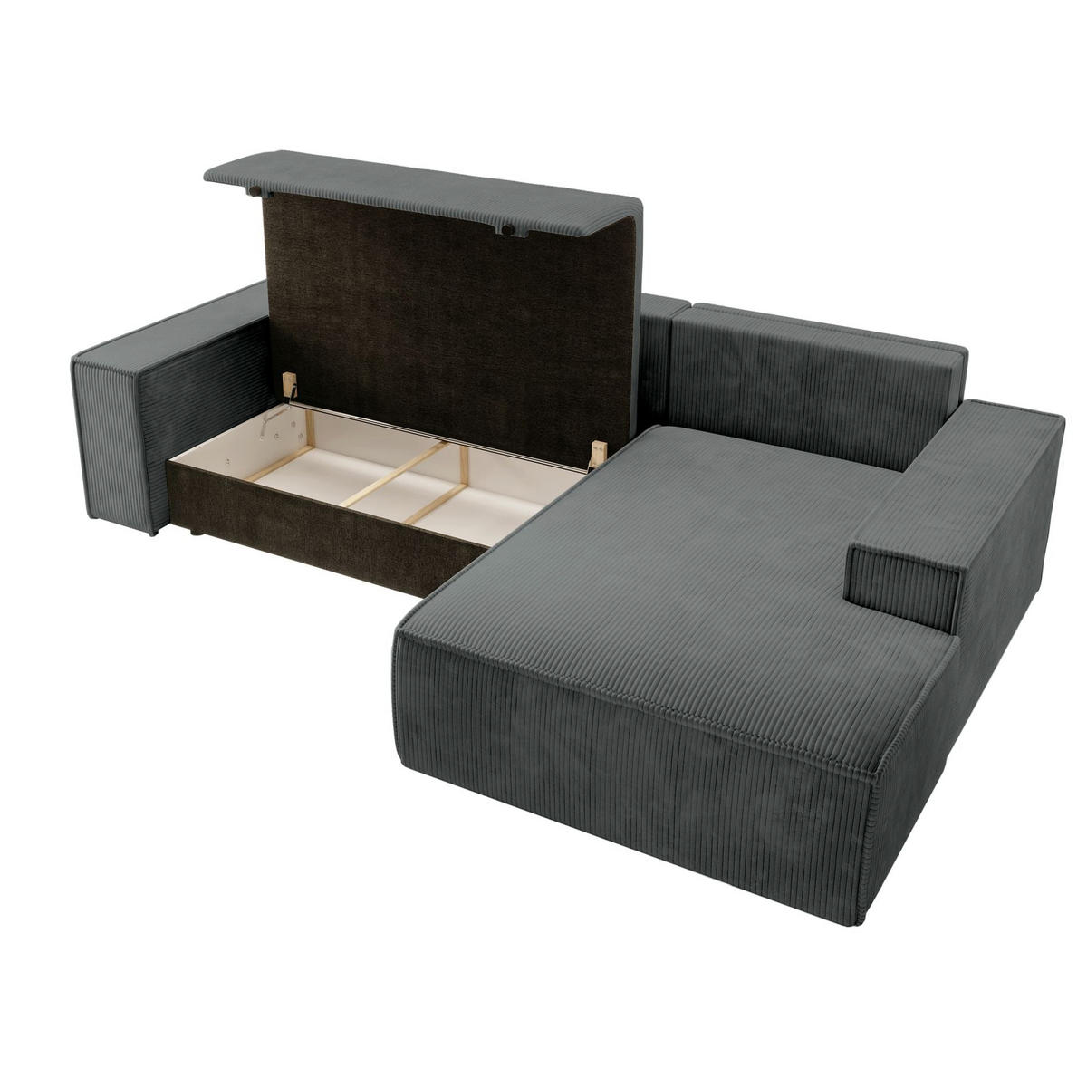 ECKSOFA Farese Grau mit Cordbezug, rechts - Dunkelgrau/Schwarz, Kunststoff/Textil (167/267cm) - Selsey