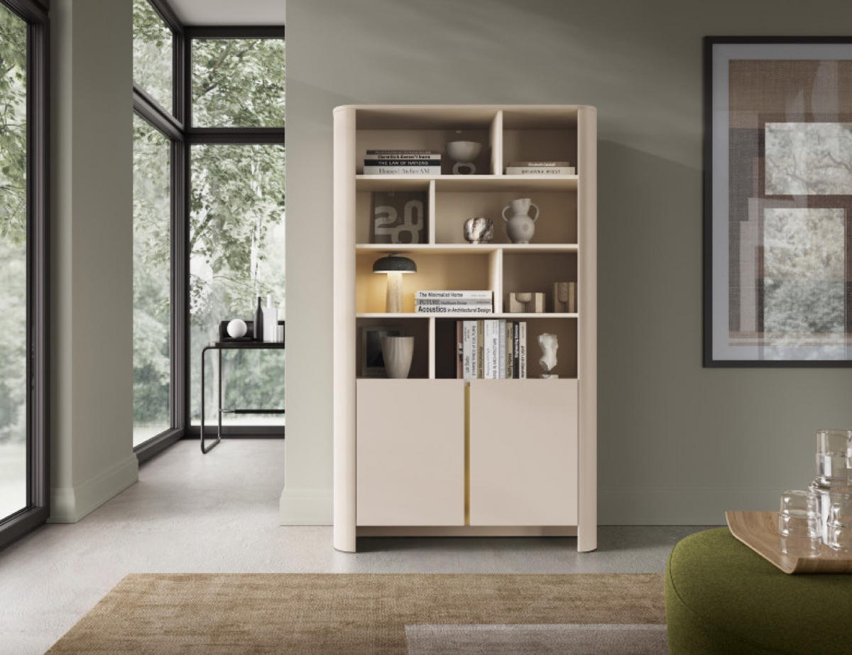BÜCHERREGAL Kaschmir BALI Gerundete Formen Mit Regalen - Ecru, Holzwerkstoff (103/160/39cm) - Sepro Meble