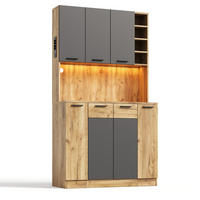 BUFFET DE-38704 100/40/180 cm LED-Beleuchtung und Steckdose Natur - Naturfarben, Holzwerkstoff (100/180/40cm) - ComfortXL
