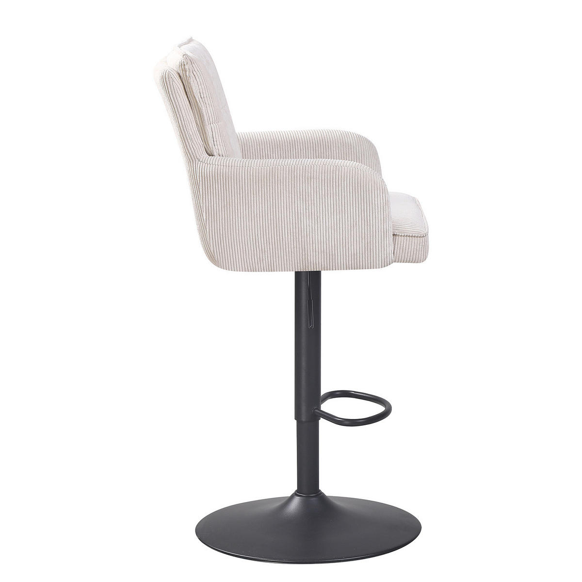 BARSTUHL - 2er-Set - Cord / Stahl - Creme, Textil/Metall (56/100/57cm) - home24