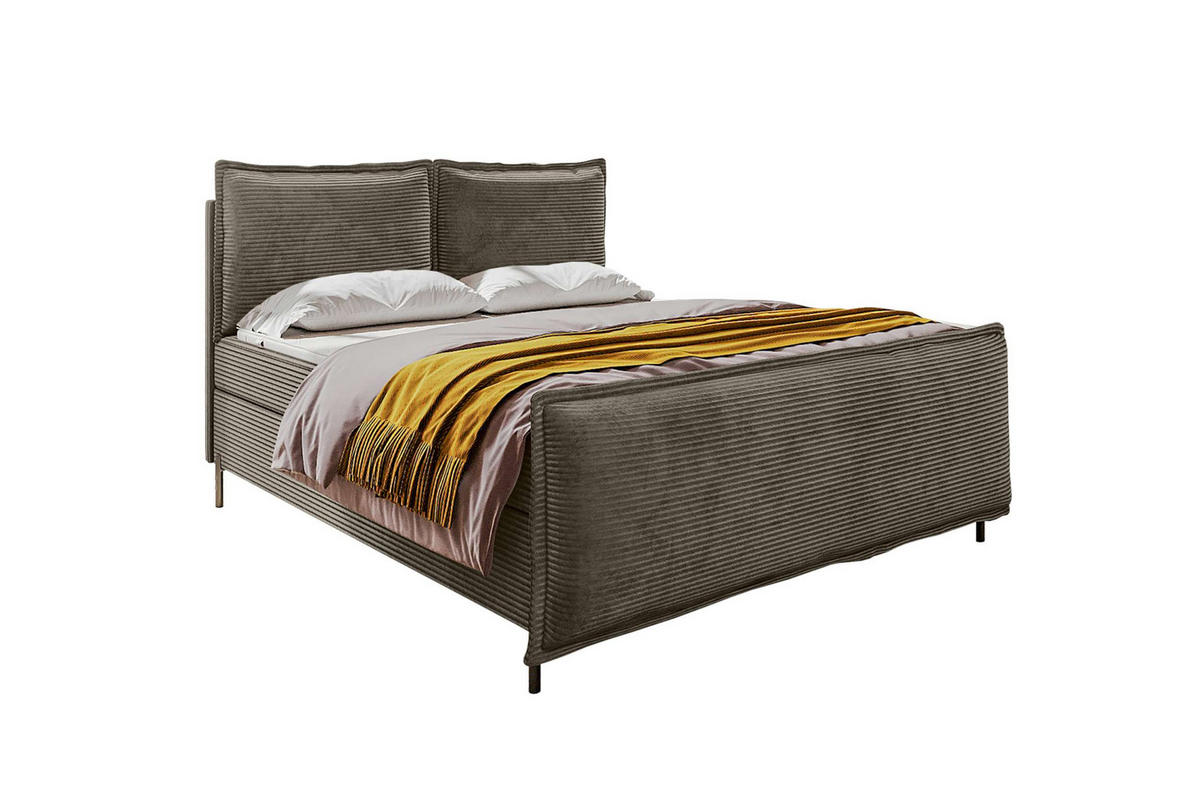BOXSPRINGBETT VERO PLUS Cordstoff Cappuccino 140/200 cm - Schwarz/Cappuccino, Holzwerkstoff/Textil (140/200cm) - 99rooms