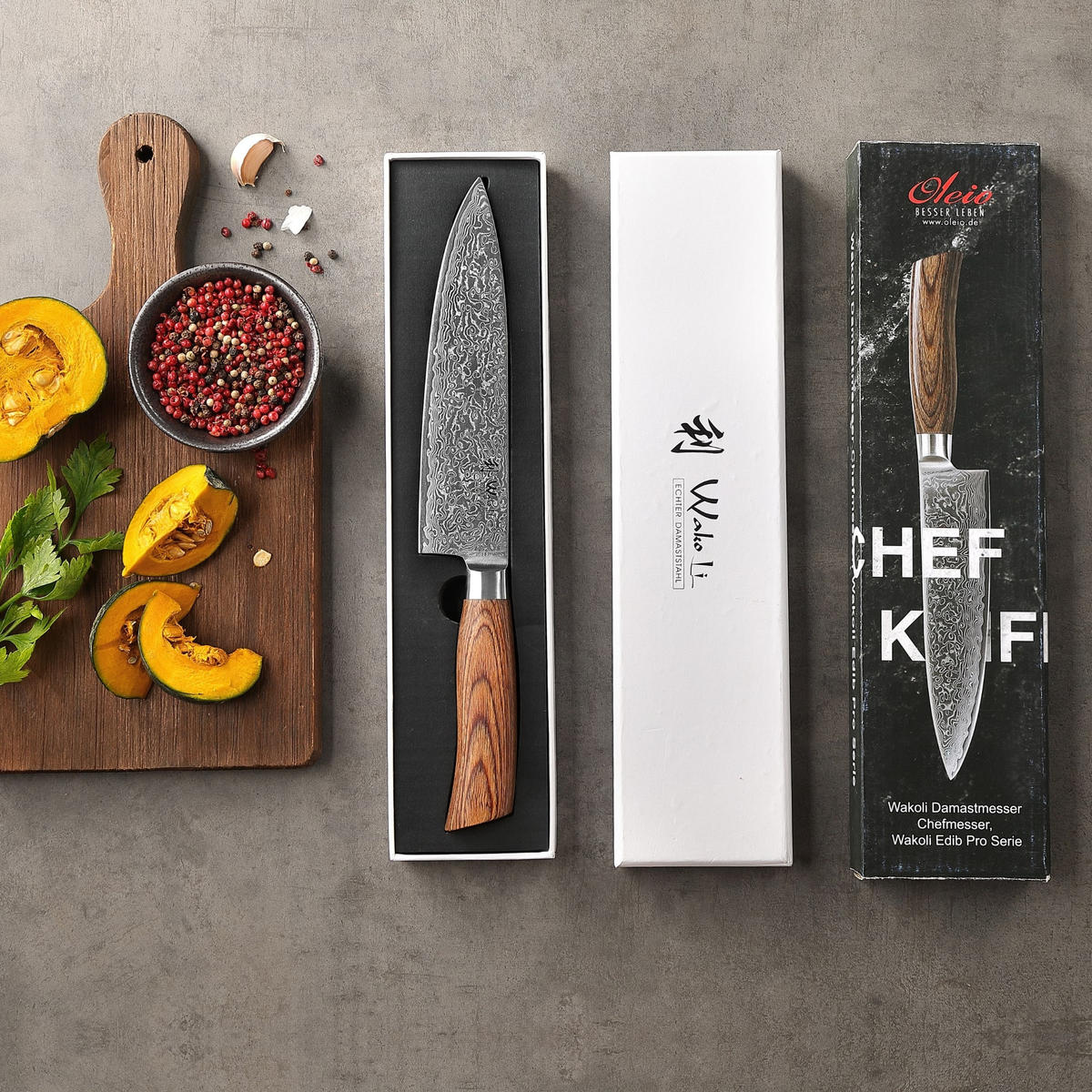 CHEFMESSER 20 cm - Braun, Holz/Metall (34cm) - Wakoli