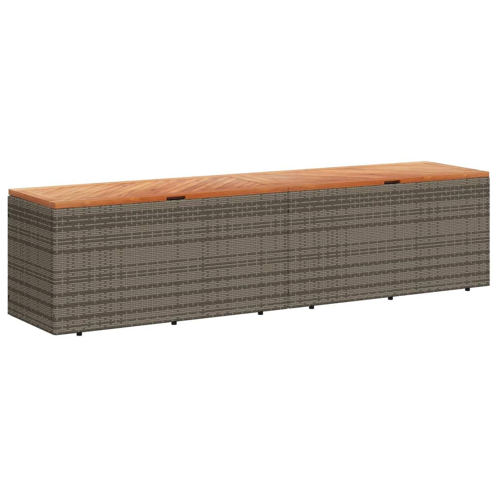 GARTENTRUHE Grau 220x50x54 cm Poly Rattan Akazienholz - Grau, Holz (220/54/50cm) - furnicato