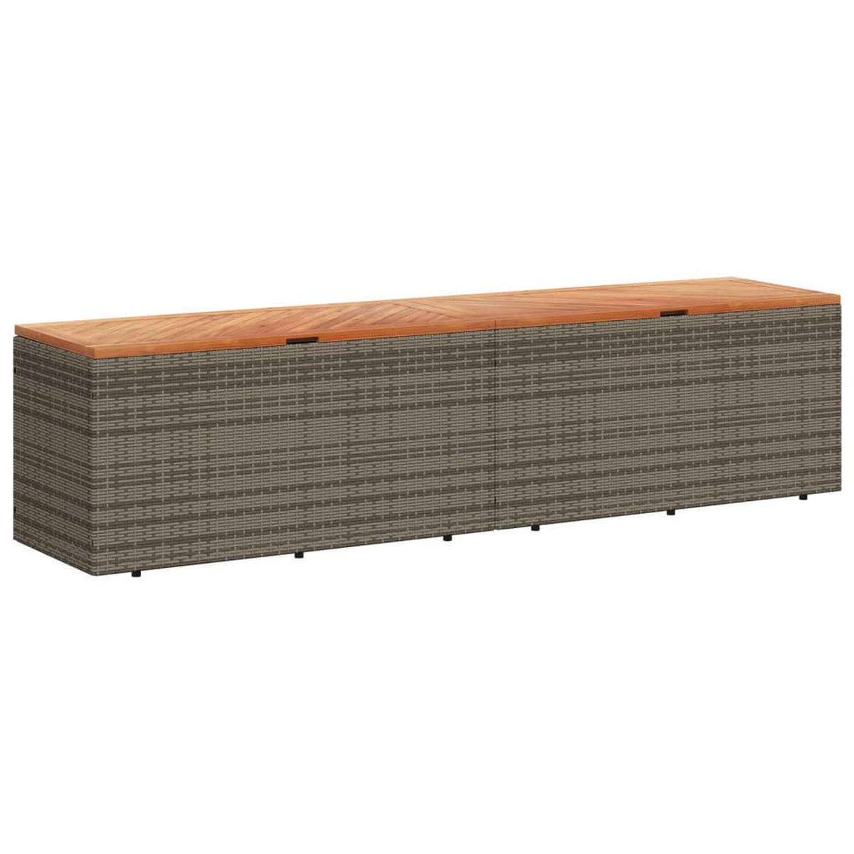 GARTENTRUHE Grau 220x50x54 cm Poly Rattan Akazienholz - Grau, Holz (220/54/50cm) - furnicato