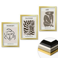 WANDBILDER 3er Set - 20x30 cm Goldrahmen - Stilvolle Grafiken, Linien, Zeichen - Goldfarben, Kunststoff (20/30cm) - ArtPrintCave