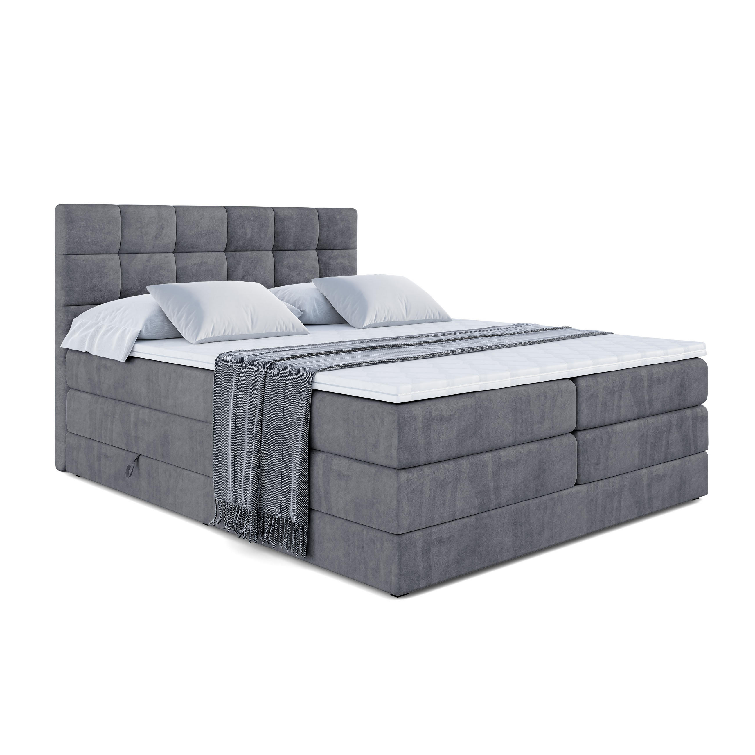 BOXSPRINGBETT BRUGO KING - 200 x 200 - H3/H4 - Dunkelgrau - Dunkelgrau, Holzwerkstoff (200/200cm) - ALTDECOR