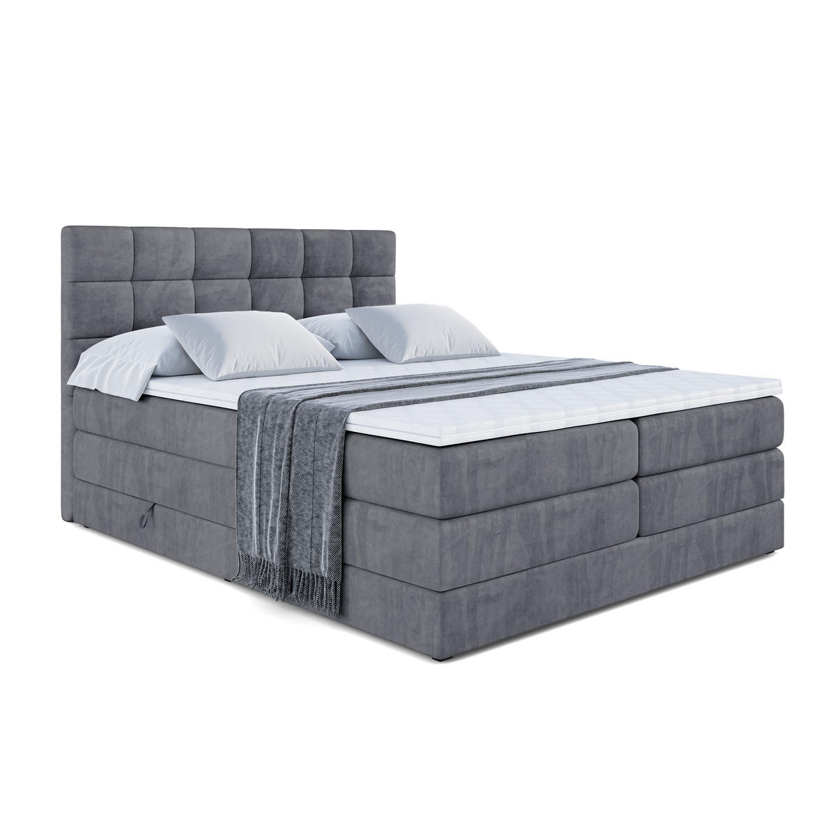 BOXSPRINGBETT BRUGO KING - 200 x 200 - H3/H4 - Dunkelgrau - Dunkelgrau, Holzwerkstoff (200/200cm) - ALTDECOR