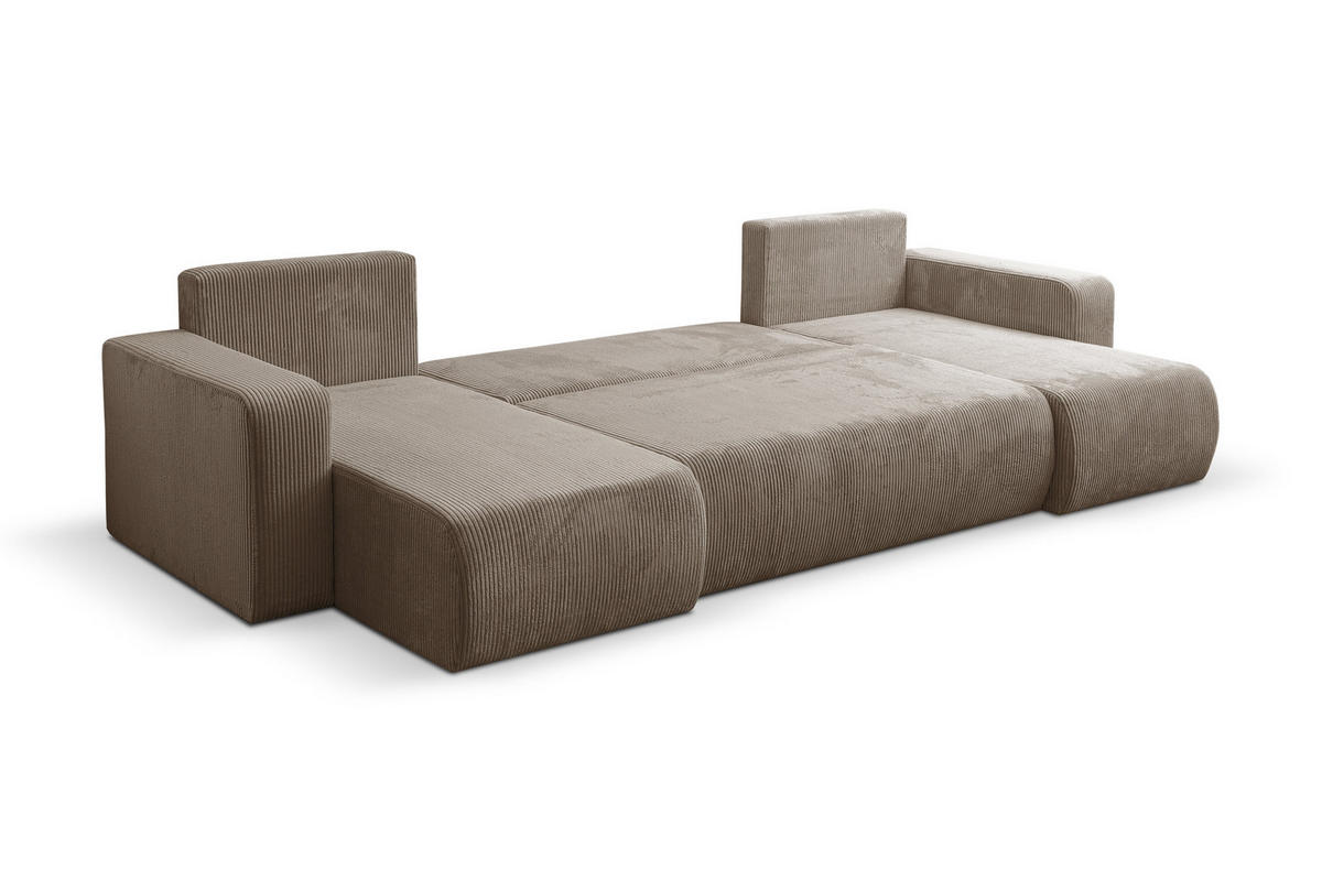 WOHNLANDSCHAFT LUNA U-FORM mit Schlaffunktion und Bettkasten (Braun) - Braun, Textil (312/83/142cm) - VENASI MÖBEL