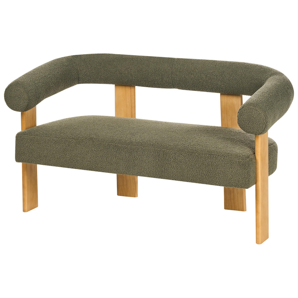 2-SITZER-SOFA Bouclé Grün/Hellbraun Ilbro - Braun/Grün, Textil (138/76/68cm) - Beliani