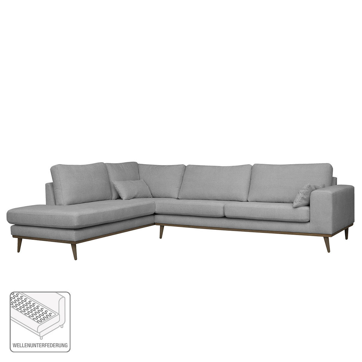 ECKSOFA mit Ottomane - Eichefarben/Grau, Textil (287/219cm) - home24
