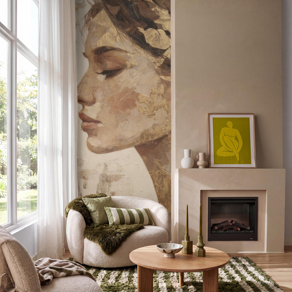 TAPETE - Frau - Gold - Abstrakt - Textur - 100x260 cm - Goldfarben, Papier (100/260cm) - OnlyWow