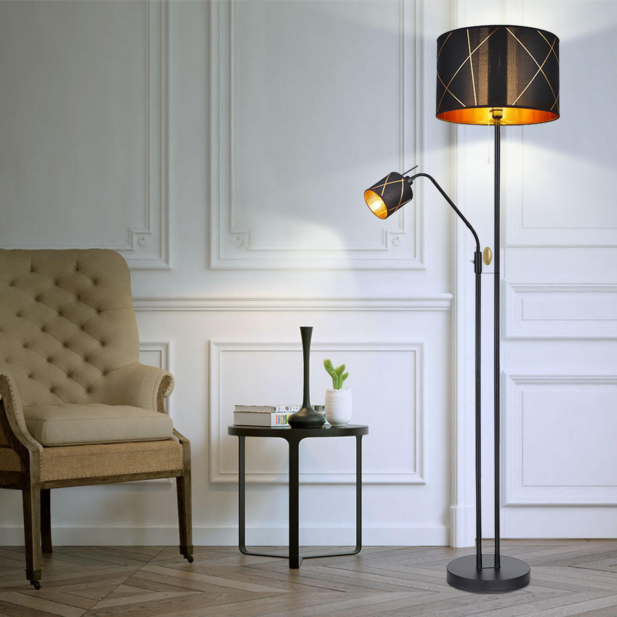 LED STEHLEUCHTE BEMMO Metall Schwarz - Schwarz, Metall (40/40/175cm) - Globo Lighting