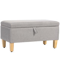 SITZBANK Polyester Schaumstoff Hellgrau - Hellgrau/Naturfarben, Holz/Textil (37/36/71cm) - HOMCOM