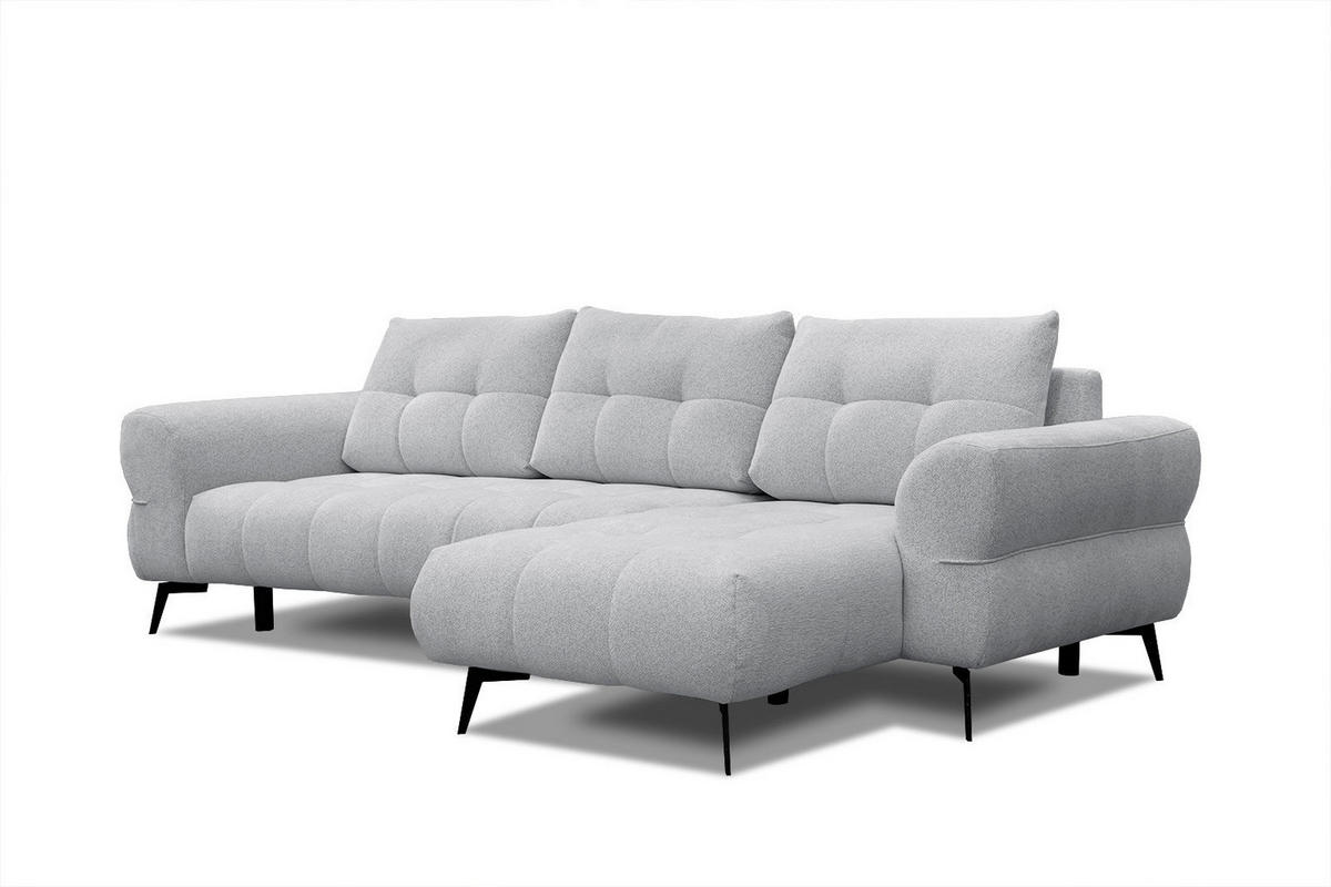 ECKSOFA SALVINI 4-Sitzer, hellgrau - Hellgrau/Schwarz, Holzwerkstoff/Textil (292/158cm) - Courtois Laville