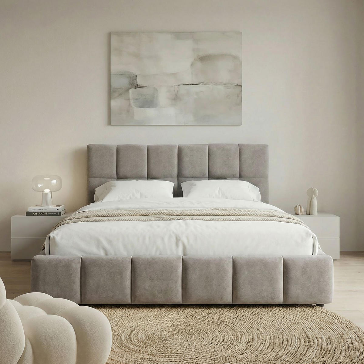 POLSTERBETT EMILIA 140x200 cm grau - Grau, Textil (140/200cm) - IDIMEX