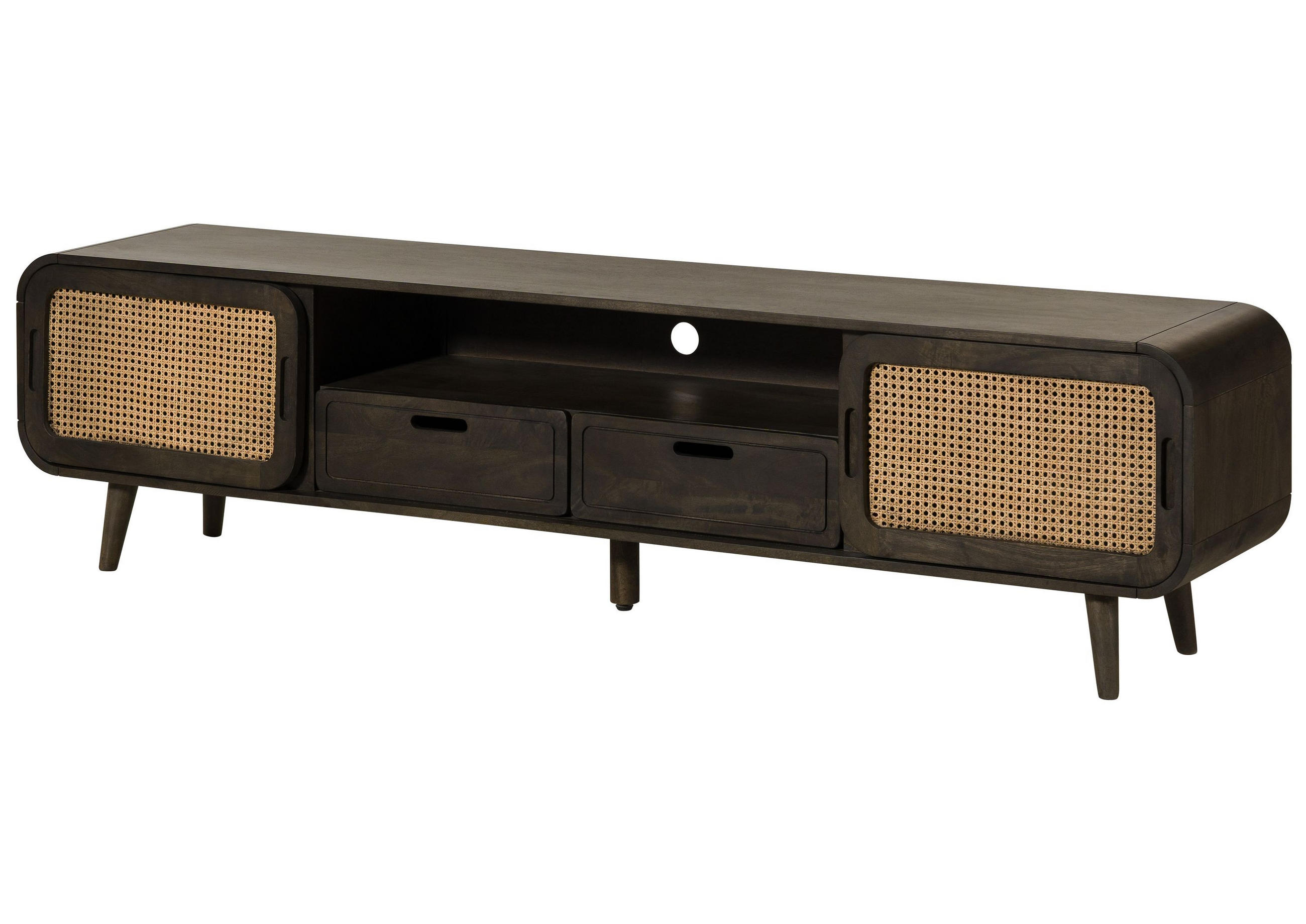 TV-BOARD Mango 200x40x50 dunkelgrau lackiert VALENCIA #223 - Grau, Holz (200/50/40cm) - Massivmoebel24
