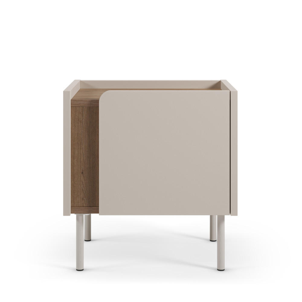 NACHTTISCH mit 1 Tür aus Holz und Metall - Boxy - Beige - Beige, Holz (45/48/35cm) - Drawer