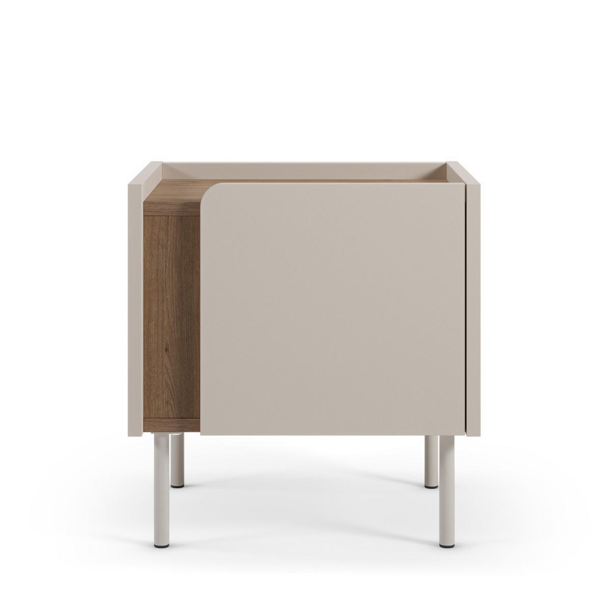 NACHTTISCH mit 1 Tür aus Holz und Metall - Boxy - Beige - Beige, Holz (45/48/35cm) - Drawer