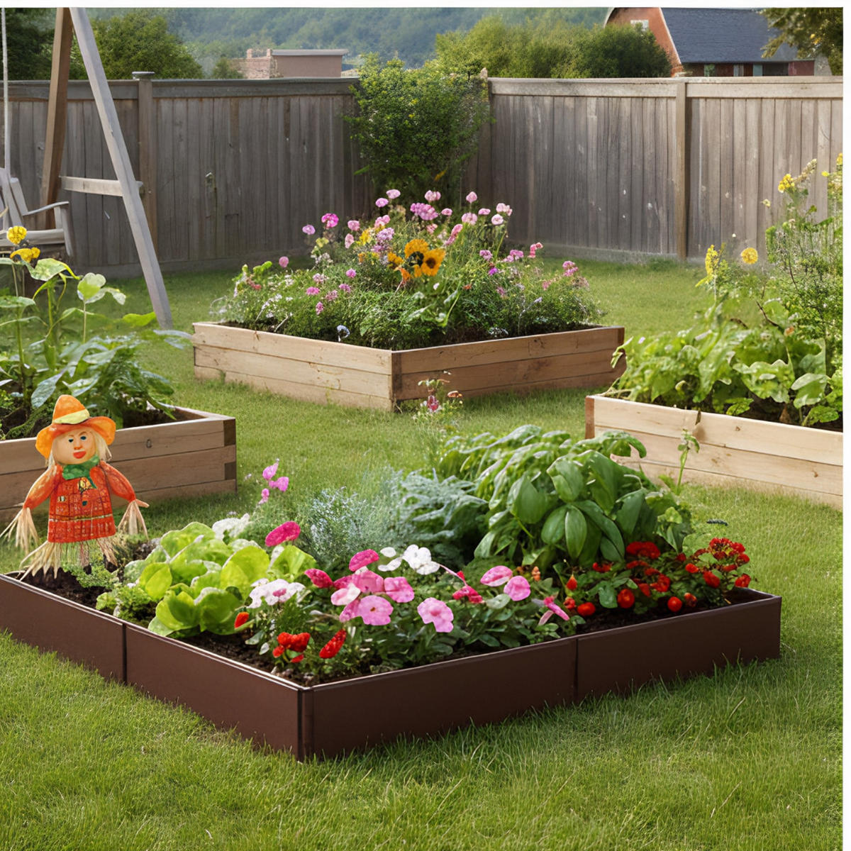 HOCHBEET Quadratisch, 115x115 cm, Braun, Kunststoff, Gartenbeet, Pflanzbeet, Gemüsebeet, Outdoor, Witterungsbeständig, DIY Garten, Balkon, Terrasse - Braun, Kunststoff (115/14/115cm) - JUNG