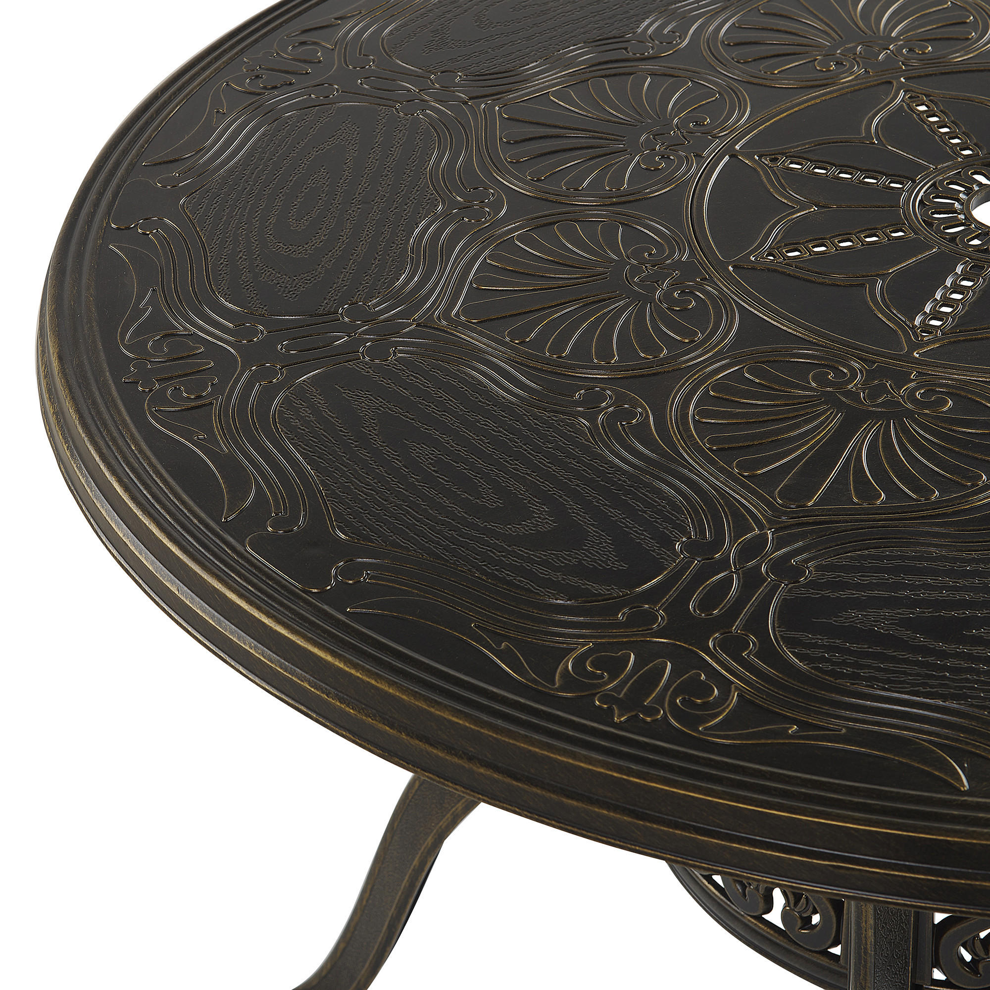 Thumbnail - Beliani Gartentisch, Dunkelbraun, Metall, 4-Sitzer, Rund, 100x72x100 cm, Gartenmöbel, Gartentische, Gartentische