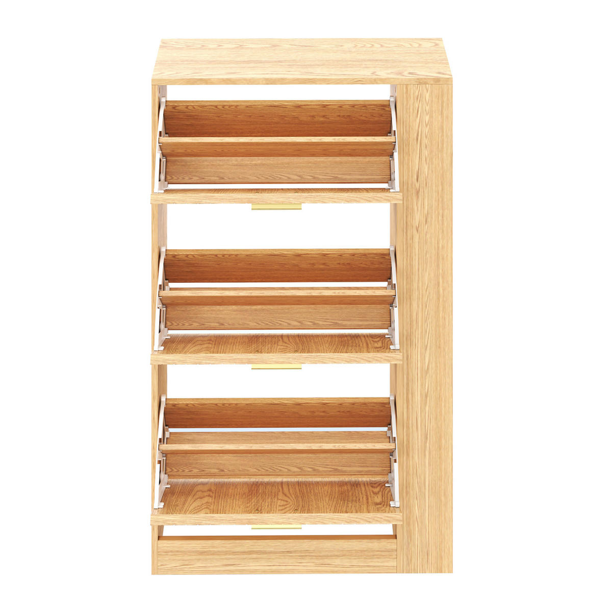 SCHUHSCHRANK 3-türig 70 x 23,5 x 115 cm MDF natur - Braun, Holz (23.5/115/70cm) - Beauniv
