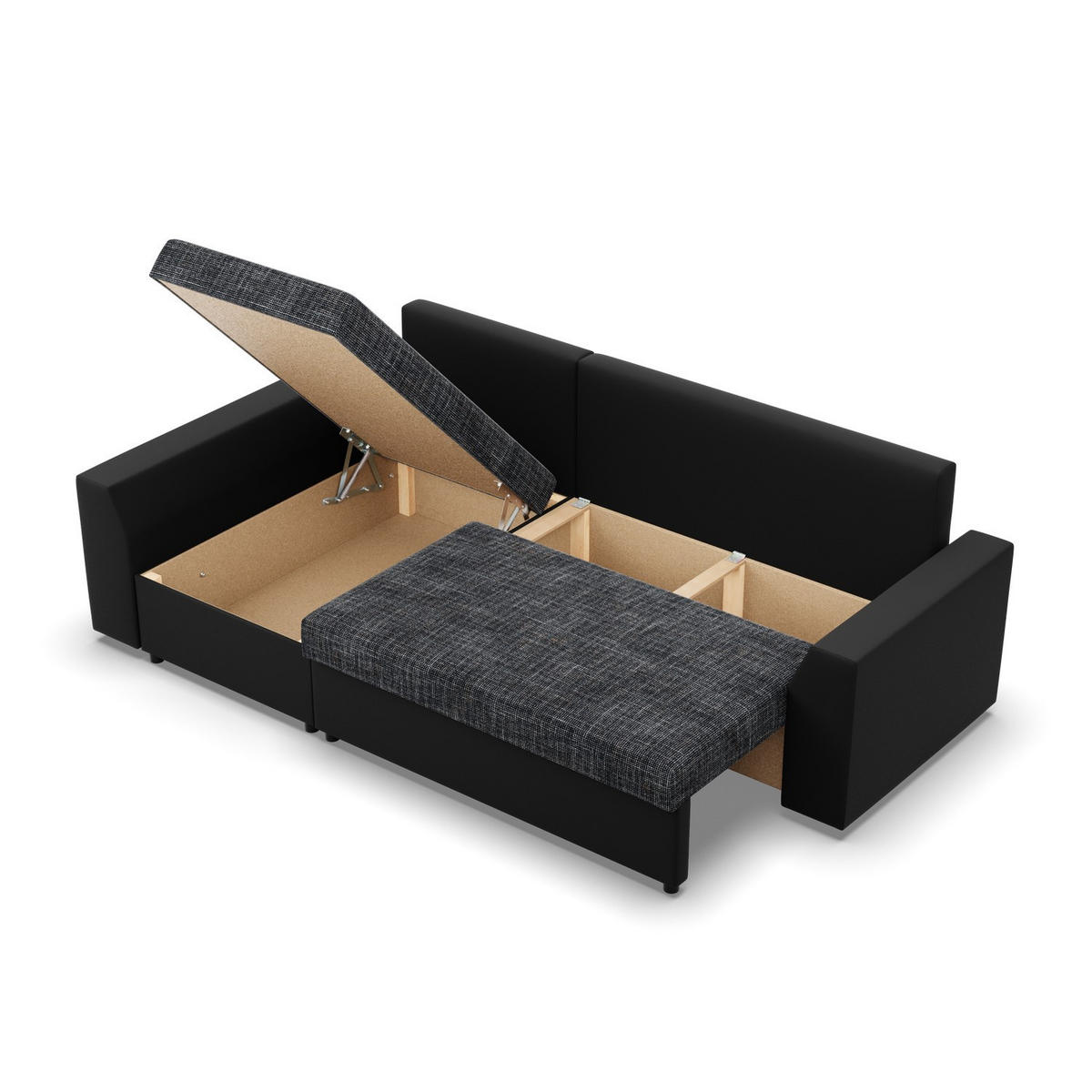 ECKSOFA MIT SCHLAFFUNKTION LUGO BONELL Dunkelgrau/Schwarz - Dunkelgrau/Schwarz, Textil (140/243cm) - Mebligo