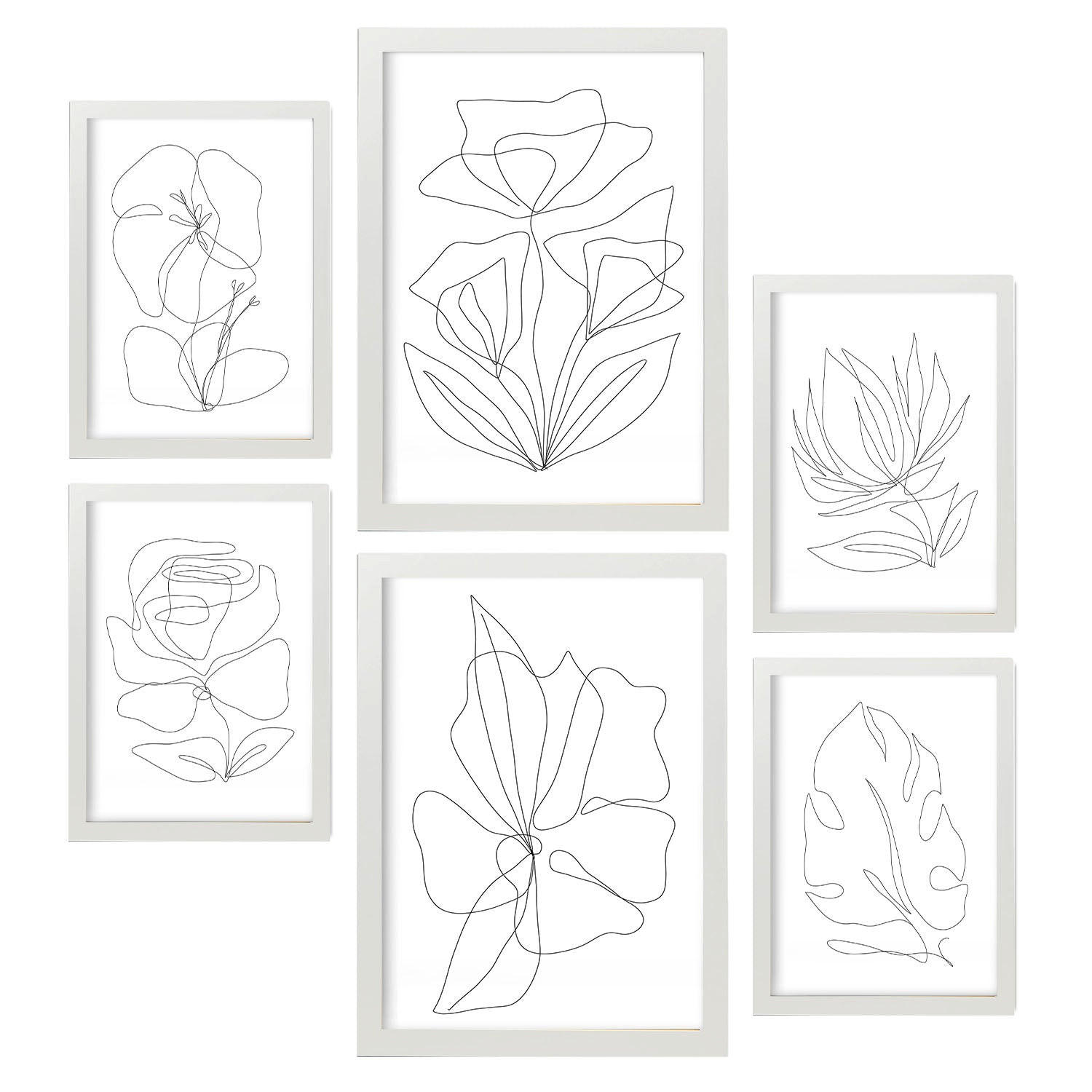 POSTER Set Mit 6 Blütenrahmen 2 In Blume Zusammenfassung Ästhetische Dekorative Gemälde Für Ihr Wohnzimmer Schlafzimmer Zuhause A3 & A4 Weißer Rahmen - Weiß, Papier (29/3cm) - Nacnic