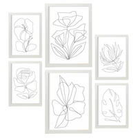 POSTER Set Mit 6 Blütenrahmen 2 In Blume Zusammenfassung Ästhetische Dekorative Gemälde Für Ihr Wohnzimmer Schlafzimmer Zuhause A3 & A4 Weißer Rahmen - Weiß, Papier (29/3cm) - Nacnic