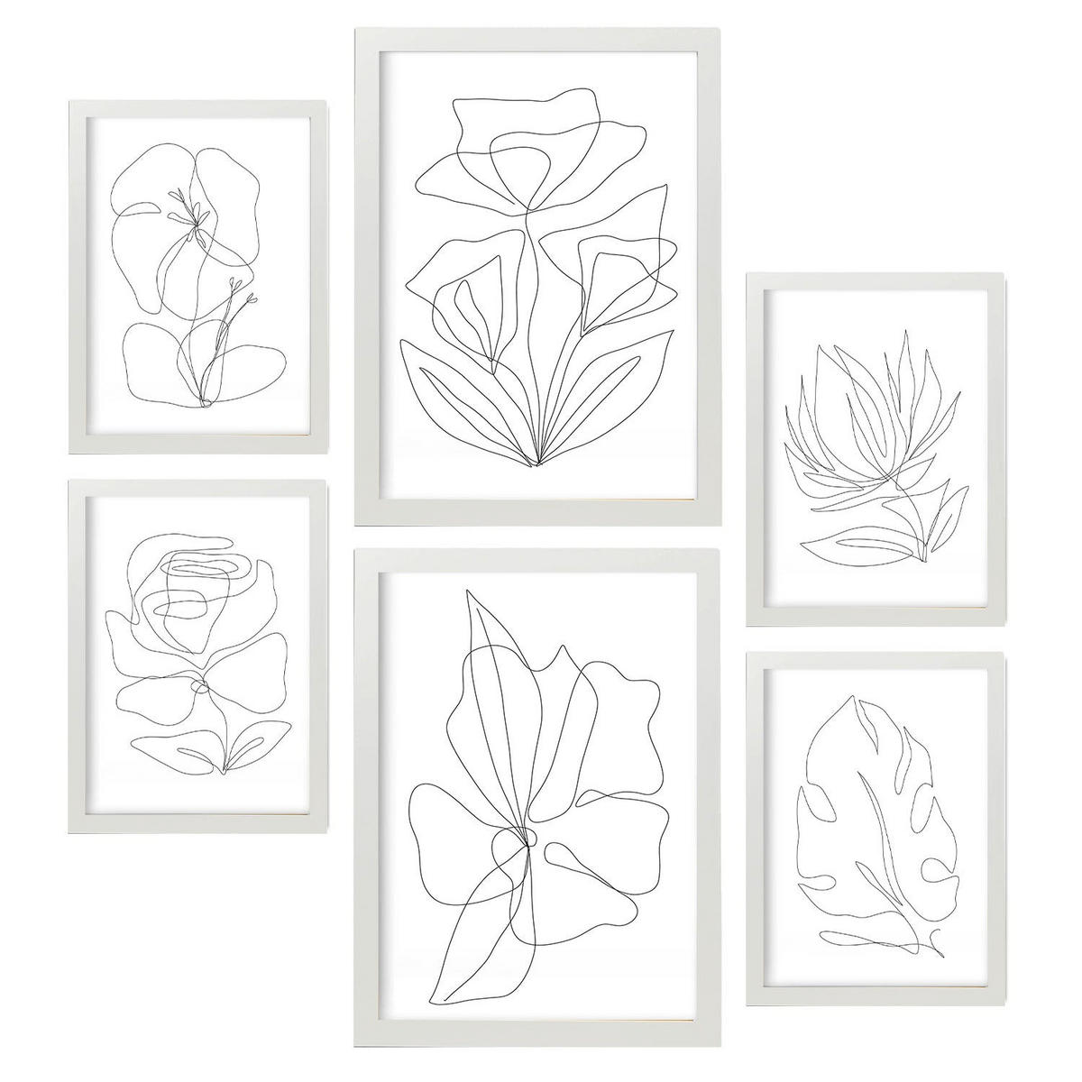 POSTER Set Mit 6 Blütenrahmen 2 In Blume Zusammenfassung Ästhetische Dekorative Gemälde Für Ihr Wohnzimmer Schlafzimmer Zuhause A3 & A4 Weißer Rahmen - Weiß, Papier (29/3cm) - Nacnic