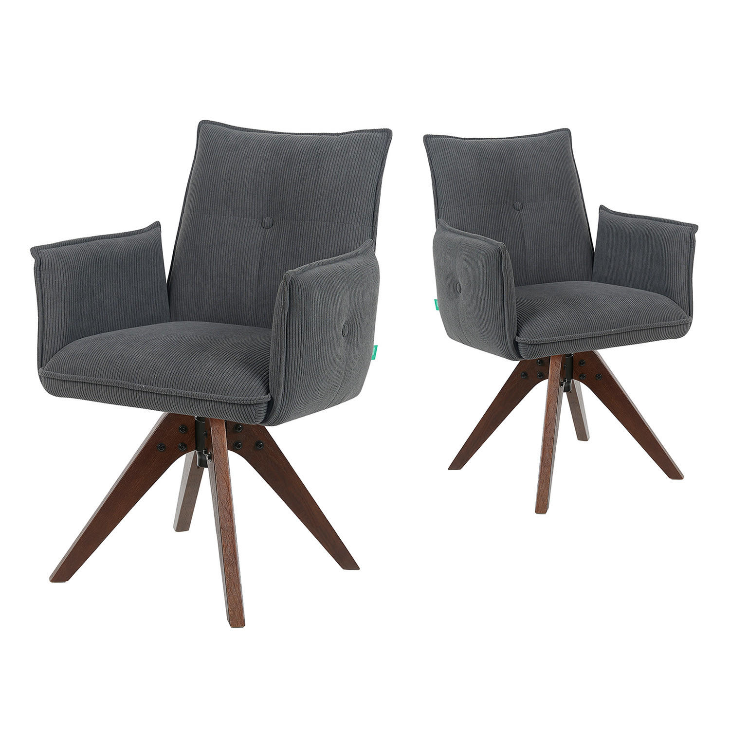 ARMLEHNSTUHL Mika-Emil 2er-Set - Anthrazit/Nussbaumfarben, Eichenholz/Holz (60/88/63cm) - DUBI Möbel