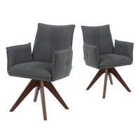 ARMLEHNSTUHL Mika-Emil 2er-Set - Anthrazit/Nussbaumfarben, Eichenholz/Holz (60/88/63cm) - DUBI Möbel