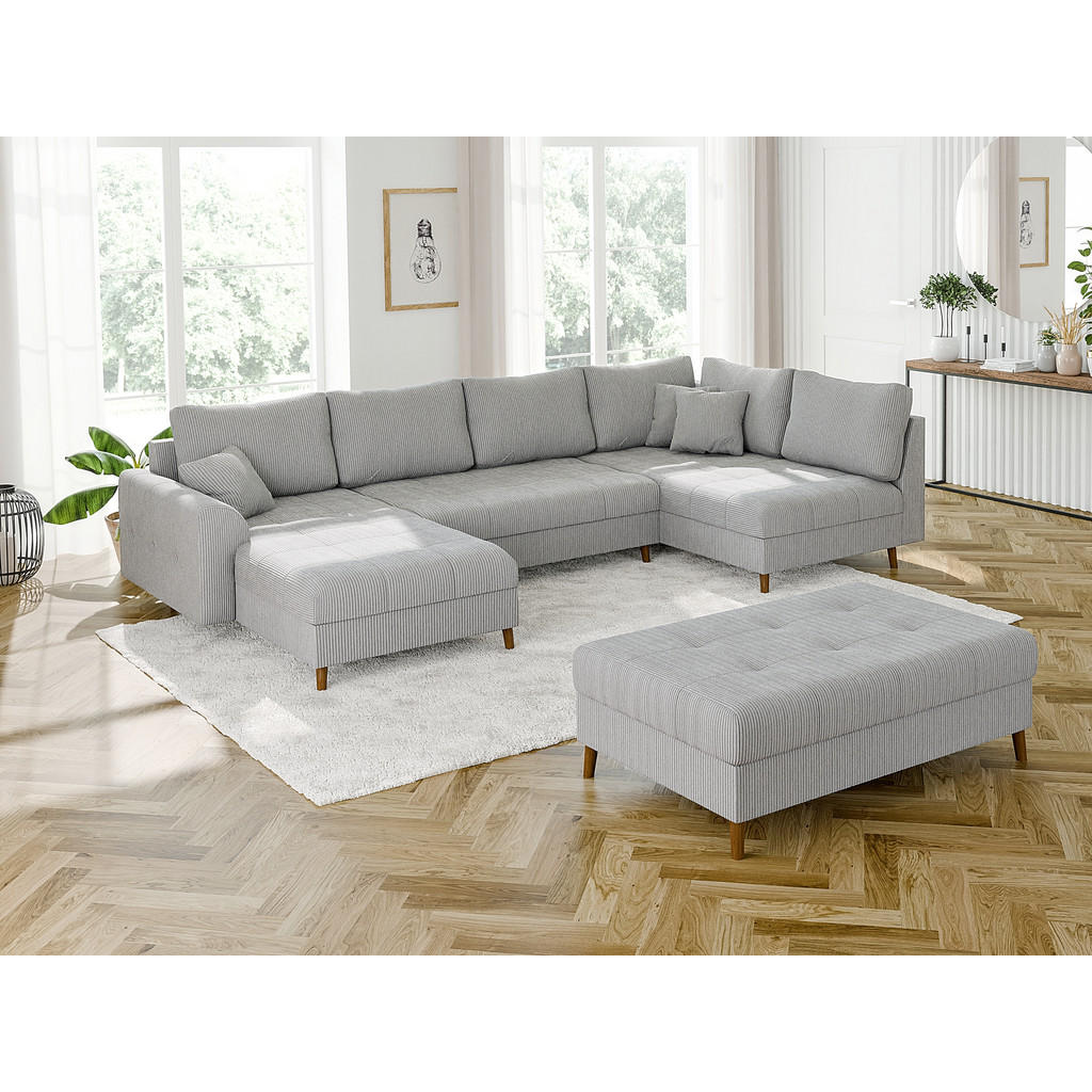 Thumbnail - S-Style Möbel Wohnlandschaft, Hellgrau, Textil, Echtholz,Buche, Birke, 8-Sitzer, Füllung: Silikon,Silikon,Polyetherschau...
