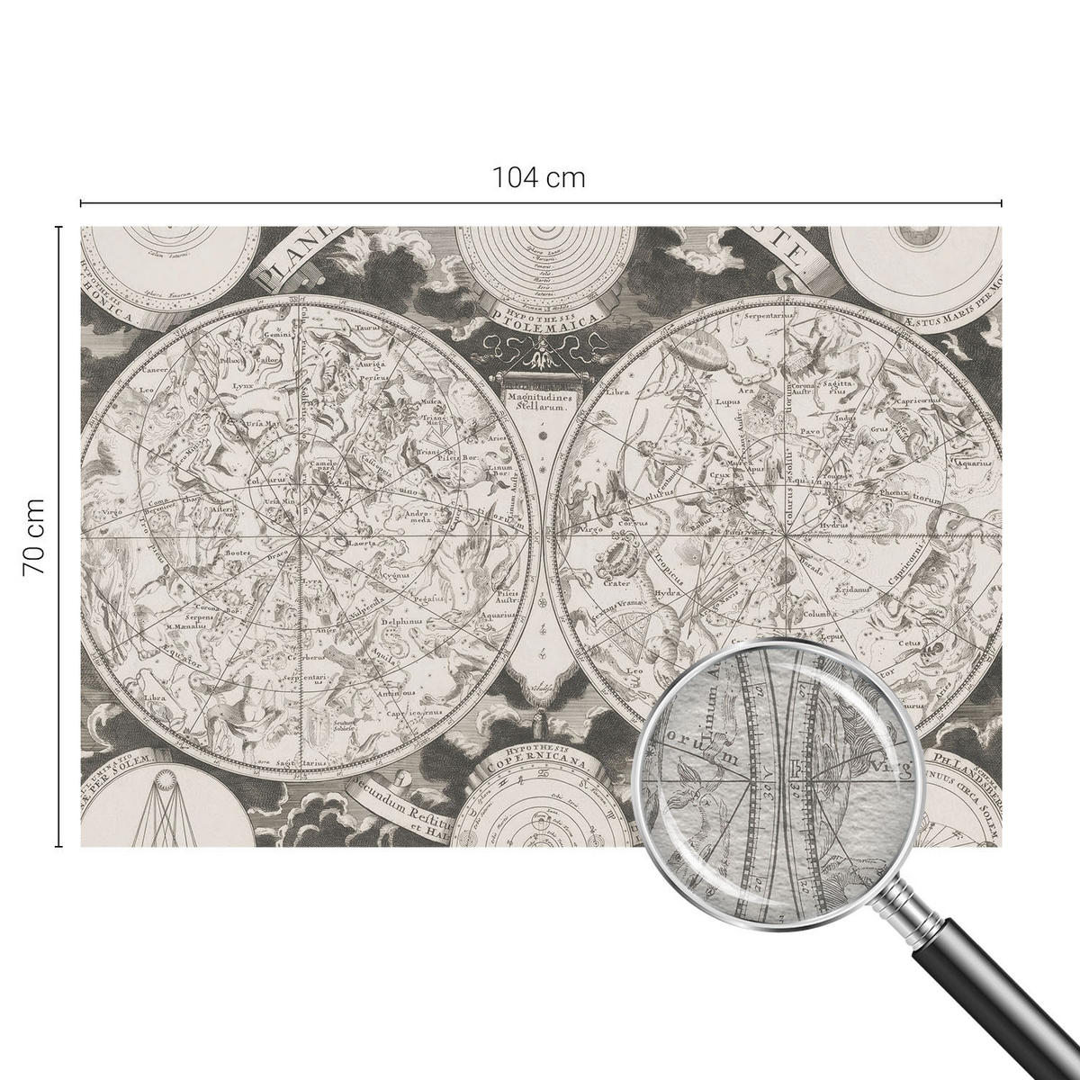 FOTOTAPETE 104x70 cm - Sternenkarte - Schwarz, Textil (104/70cm) - Wallfluent