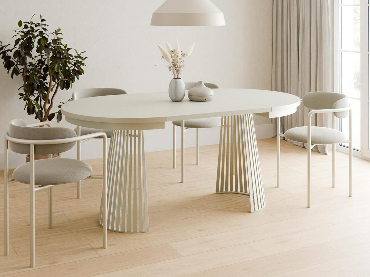 ESSTISCH rund mit lamellen DAST Kaschmir - Kaschmir, Holzwerkstoff (100/100/77cm) - Compleo24