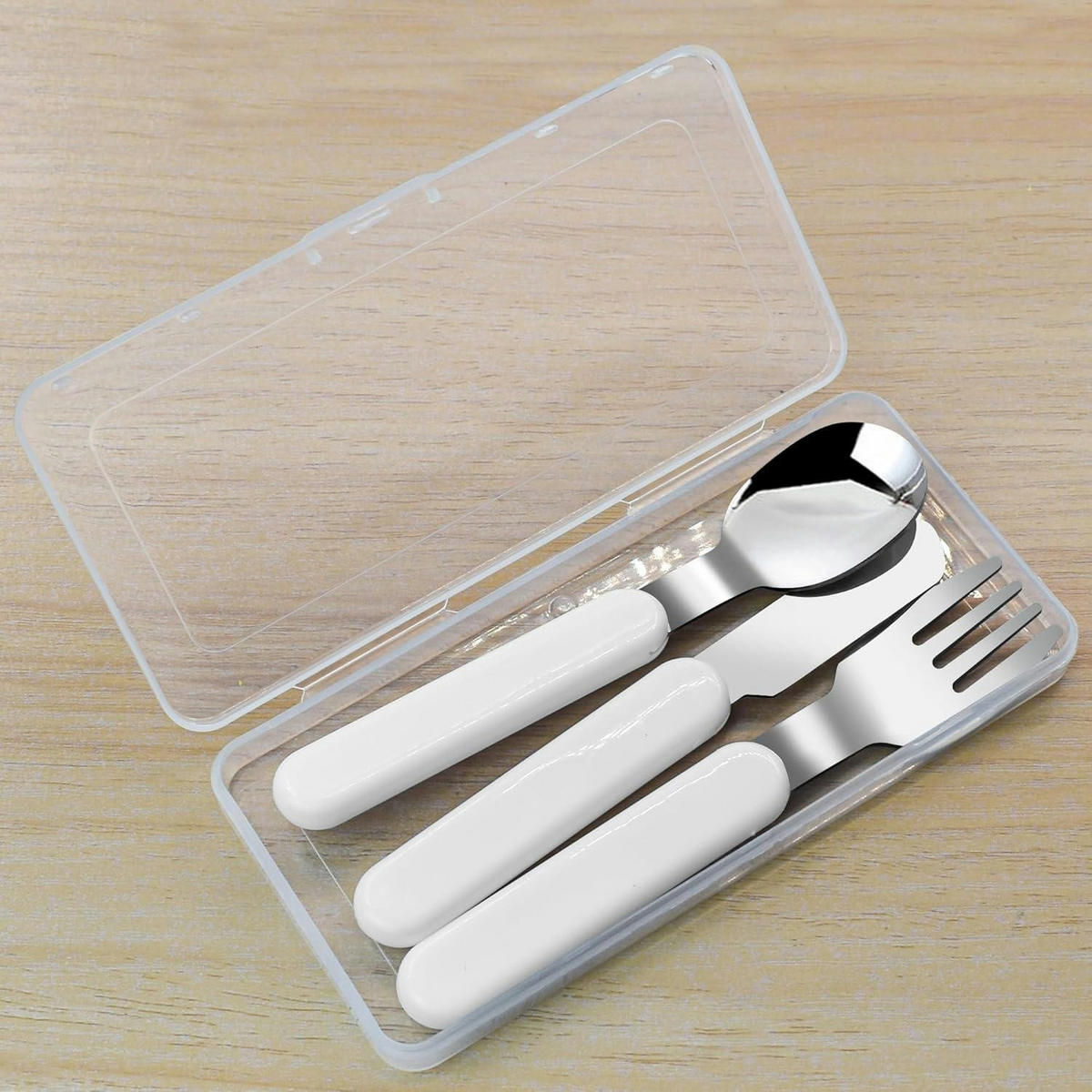 KINDERBESTECK Set 3-teilig Edelstahl mit Koffer Silber - Weiß, Metall
