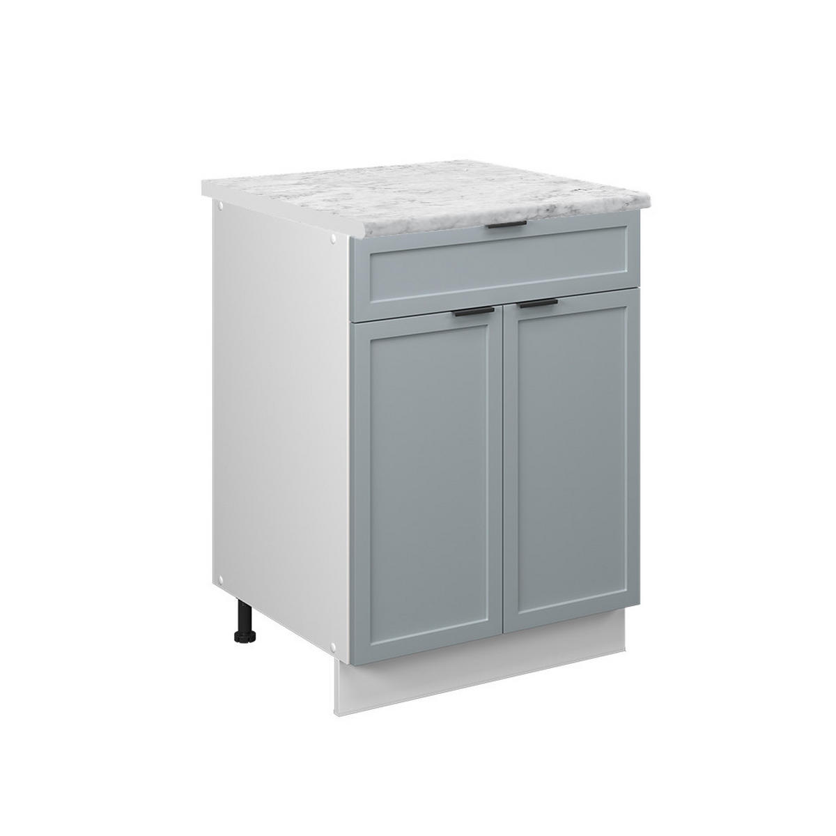 KÜCHENUNTERSCHRANK Fame-Line Hellblau-grau 60 cm mit Schublade AP Marmor - Blaugrau/Weiß, Holzwerkstoff (60/82/60cm) - Vicco