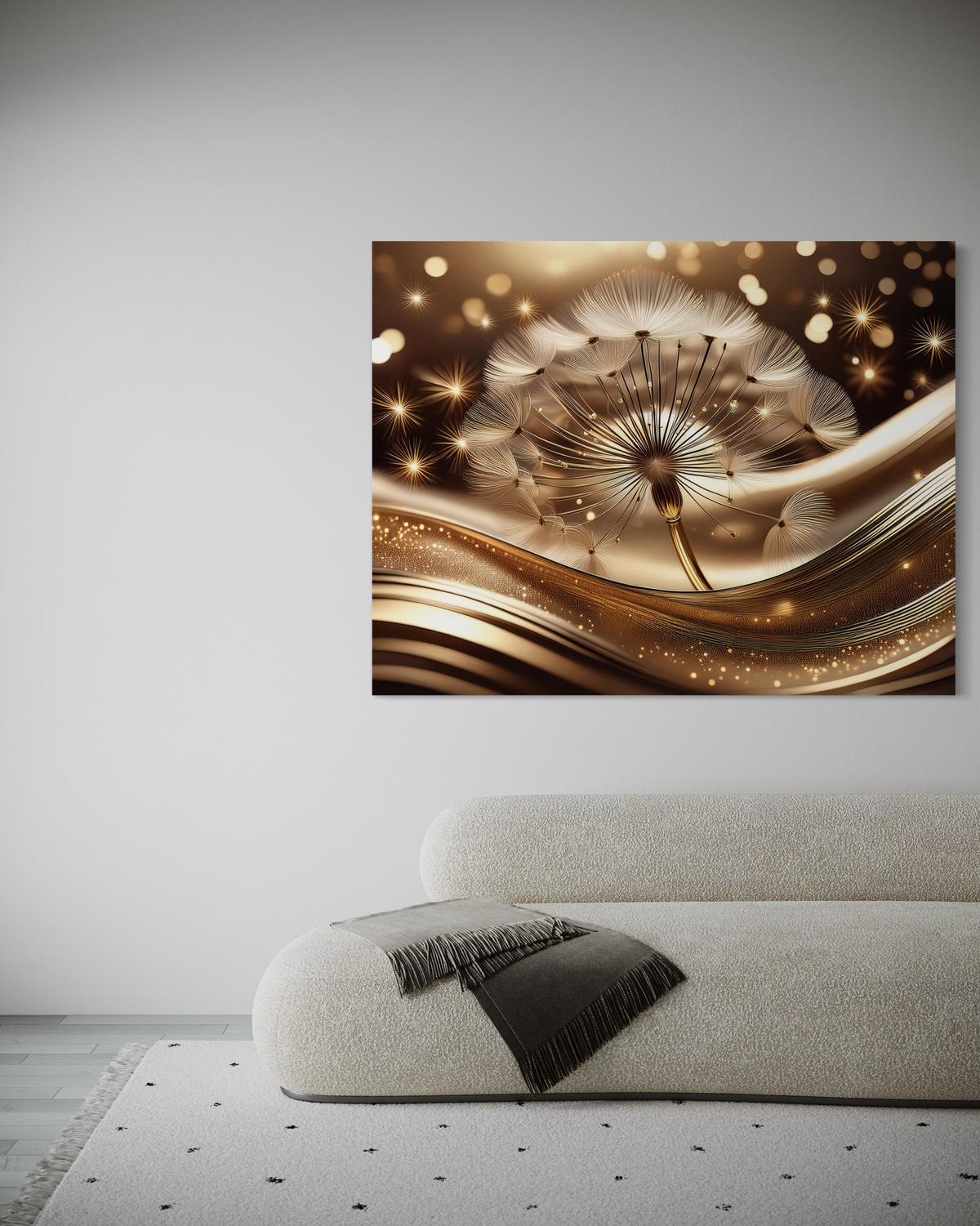 WANDBILD gold glamour pusteblume - Goldfarben, Textil (60/40cm) - Feeby