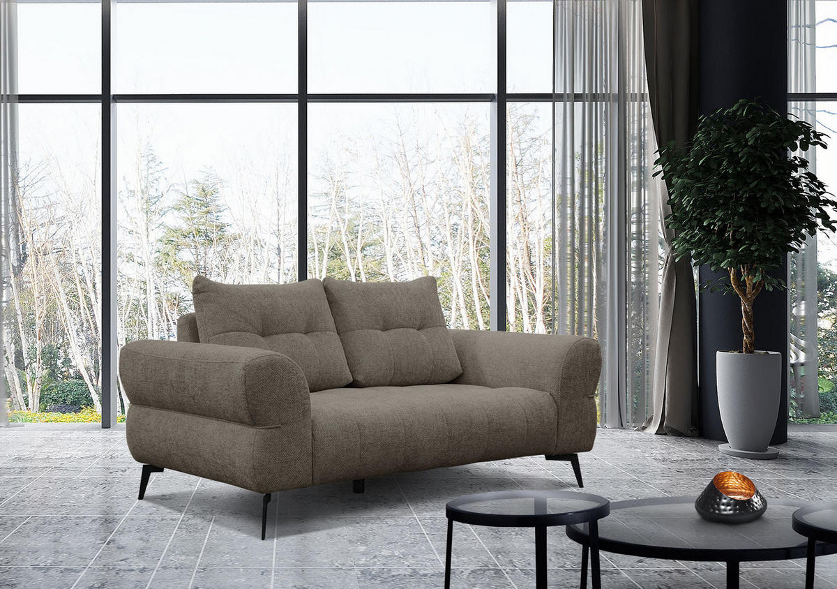 SOFA SALVINI 2-Sitzer, taupe - Taupe/Schwarz, Holzwerkstoff/Textil (176/88/99cm) - Courtois Laville