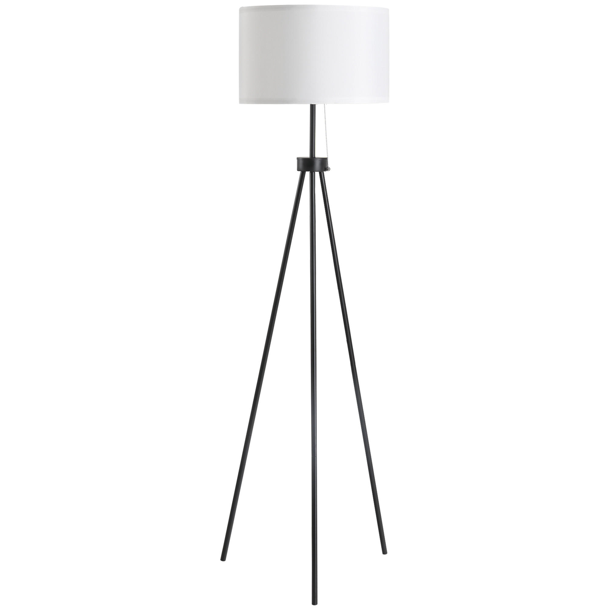 STEHLEUCHTE Stehlampe 37x37x152cm Dreibein-Stativ E27-Fassung Fußschalter Schwarz-Weiß - Schwarz, Metall (37/152/152cm) - Raelunyi