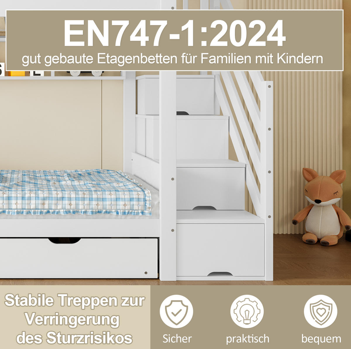 ETAGENBETT 90/200 cm in Weiß mit Ausziehbett, Kleiderschrank und Stauraum - Weiß, Holz (90/200cm) - OKMYHOME