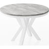 ESSTISCH Clara Weiß runder ausziehbarer, Grauer Beton 100-180/100/76 cm - Hellgrau/Weiß, Holzwerkstoff/Metall (100/100/76cm) - WFL GROUP