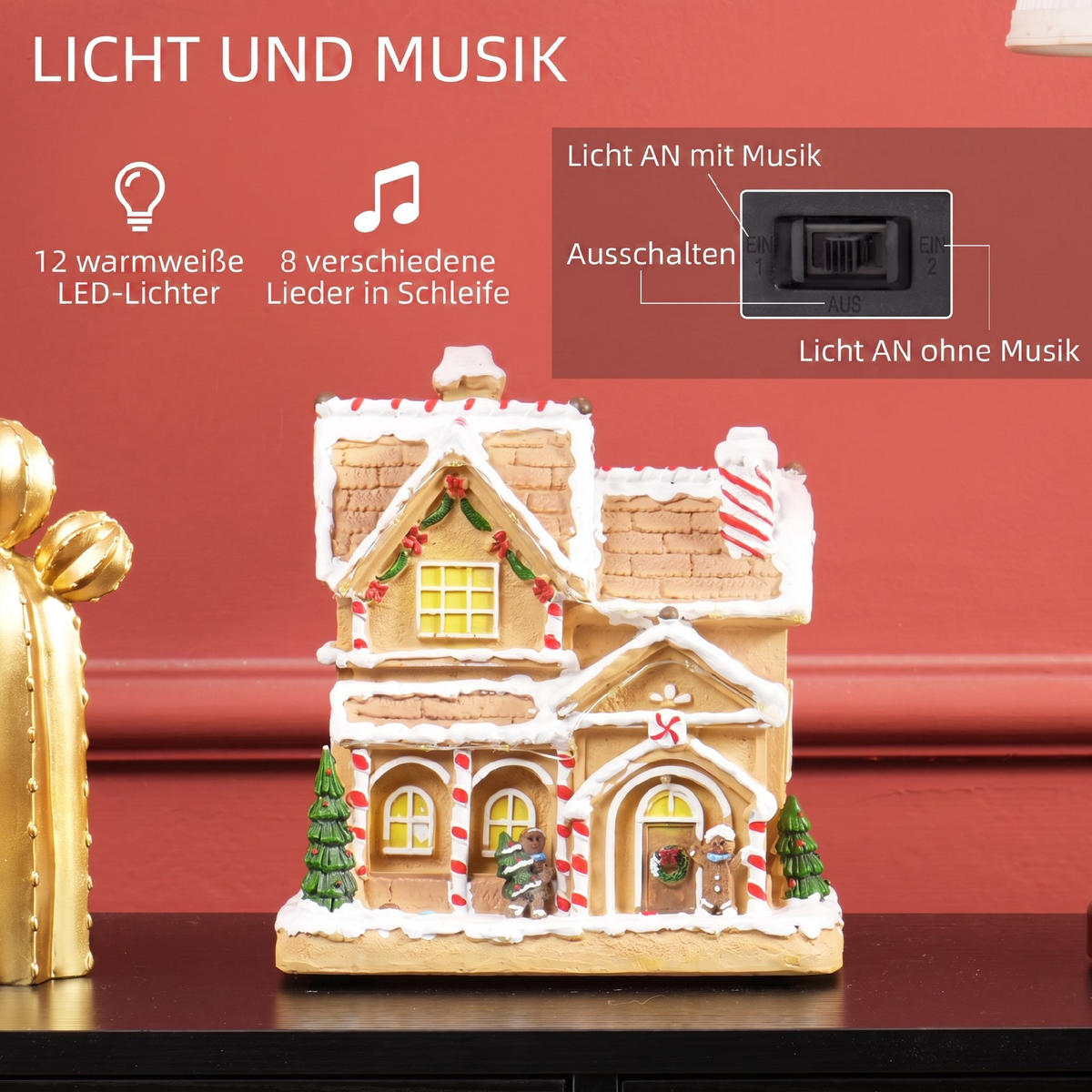 WEIHNACHTSDORF Resin Braun - Braun, Kunststoff (12.5/22.5/21.5cm) - HOMCOM