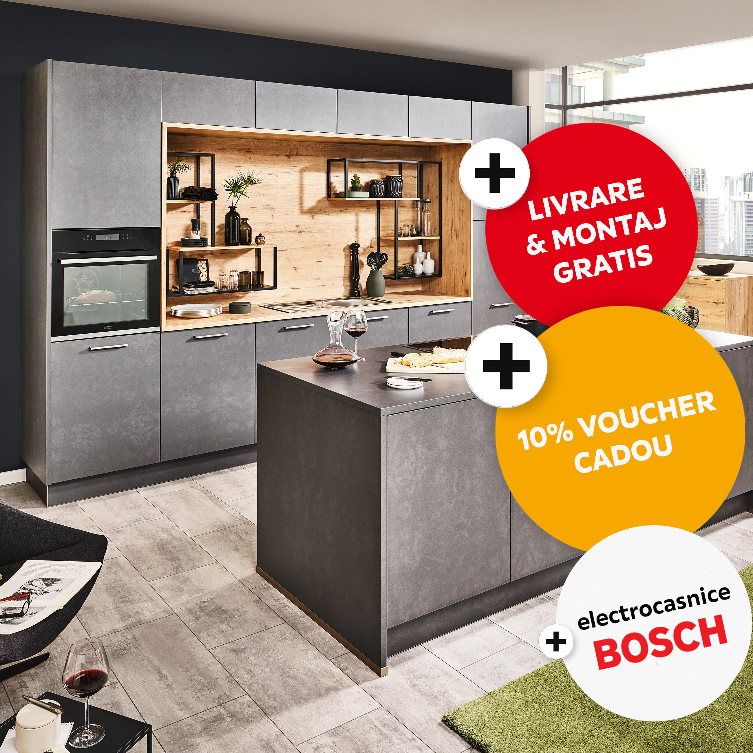 promotie bucatarie gri