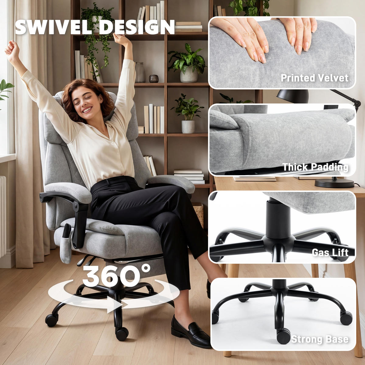 BÜROSTUHL-MIT-MASSAGEFUNKTION Polyester Grau - Grau, Textil (69.5/126/77.5cm) - HOMCOM